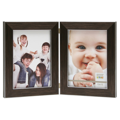 Cadre 2 vues verticales S41VK3 H2V - Brun filet argent 15x20