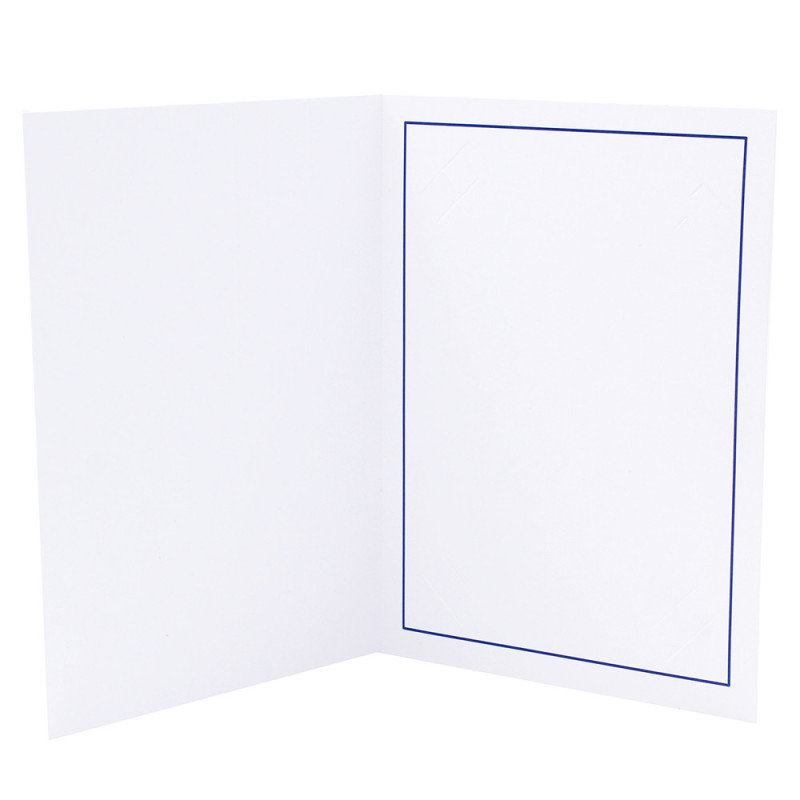 Cartonnage photo blanc - Liseré bleu foncé - ouvert nu