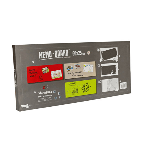 Mémo board magnétique en verre effet Pierre noire 25x60 cm - Explication
