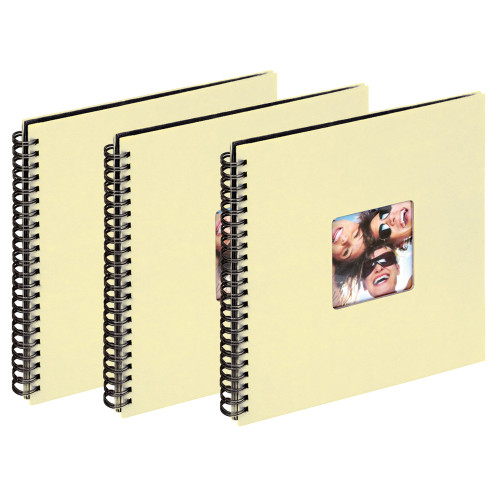 Lot de 3 albums traditionnels à spirales Fun crème pour 200 photos