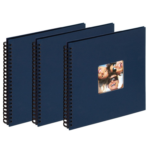Lot de 3 albums traditionnels à spirales Fun bleu pour 200 photos