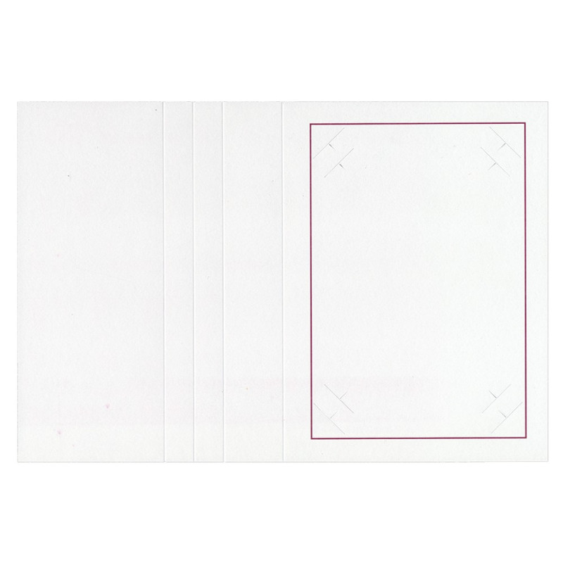 Lot de 8 cartonnages photo blanc 15x20 - Liseré grenat