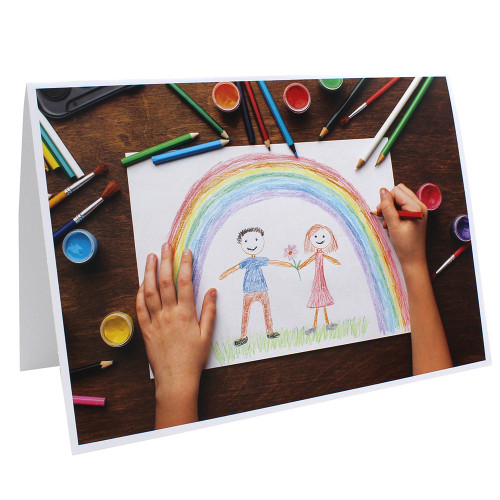 Cartonnage photo scolaire - Groupe 18x24 cm - Arc en ciel