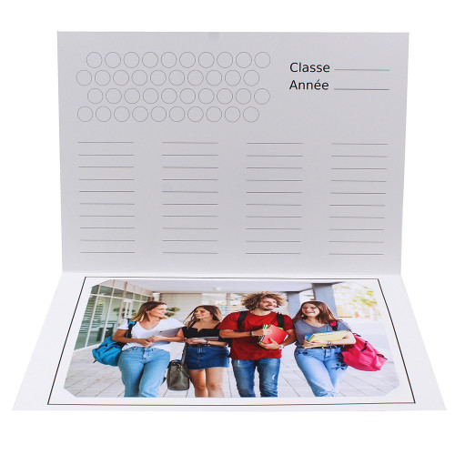 Cartonnage photo scolaire - Groupe 20x30 - Design marin noir et blanc