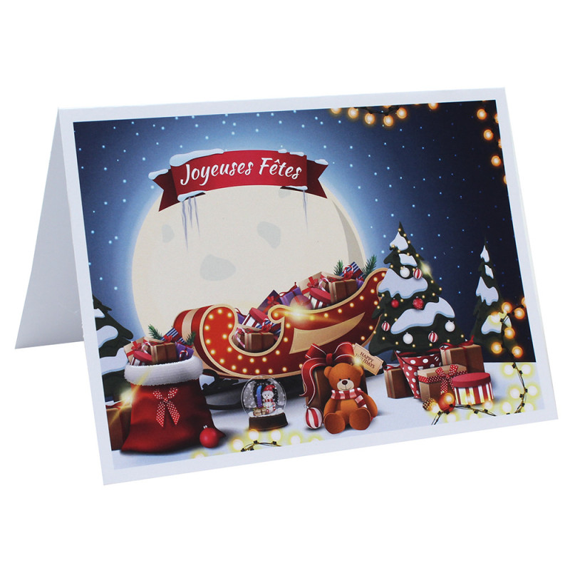 Lot 50 cartonnages photo 9x13-10x15  Joyeuses Fêtes - Horizontal Traineau du Pere Noel